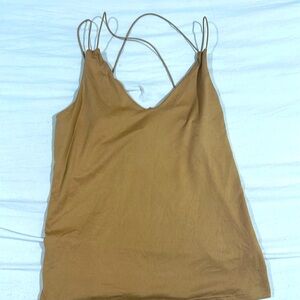 Sexy Criss cross back brown shirt